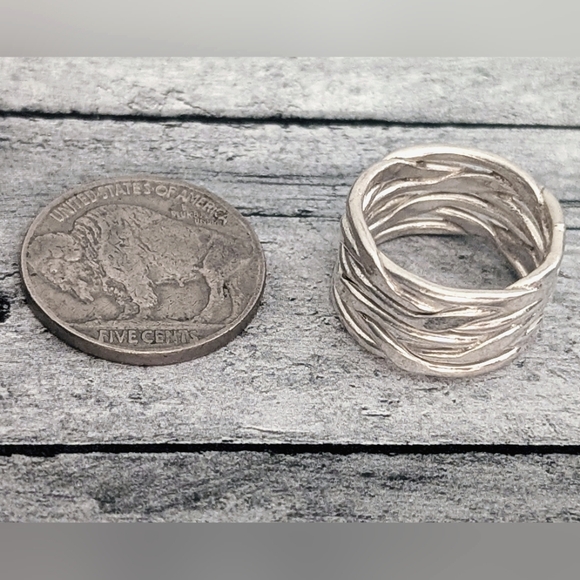 Vintage Sterling Silver Artisan Hammered Wrap Ring Stamped 925 Mexico - Picture 6 of 7